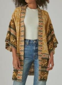 Border Print Belted Kimono