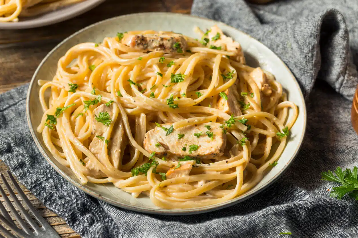 Homemade Chicken Fettuccine Alfredo Pasta