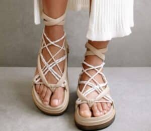Jungle Stone & Beige Laced Up Sandal