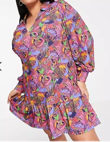 Never Fully Dressed Plus floral mini dress in purple