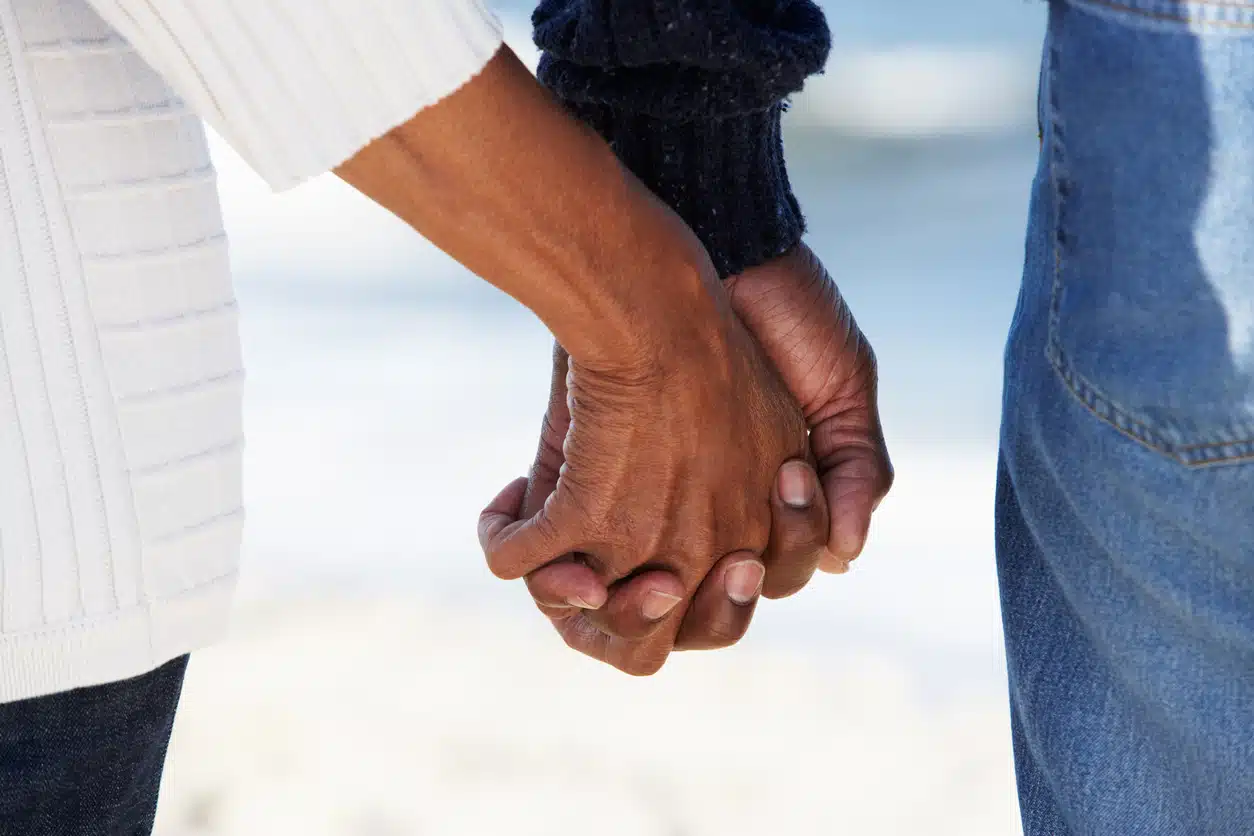 Older couple holding hands, relationships, dating a widower