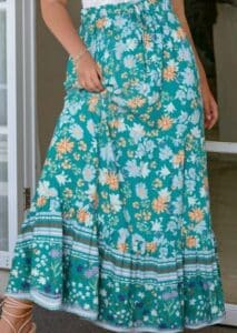 Plus Floral Print Ruffle Hem Skirt