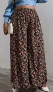 Plus High Waist Ditsy Floral Wide Leg Pants