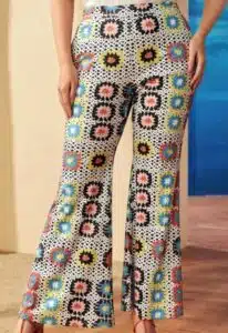Plus High Waist Floral Print Flare Leg Pants