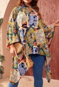 Plus Scarf Print Asymmetrical Hem Top