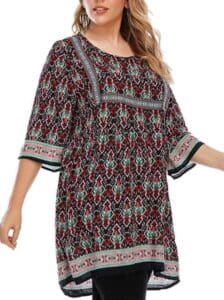 Plus Size Boho Mid Sleeve Blouse