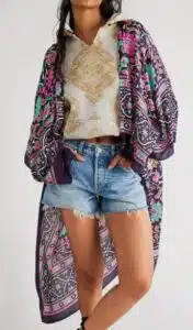 Purple Magic Dance Border Print Kimono