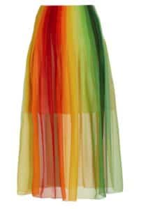 Silk Chiffon Degradé Midi Skirt
