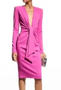 V Neck Tie Front Dress