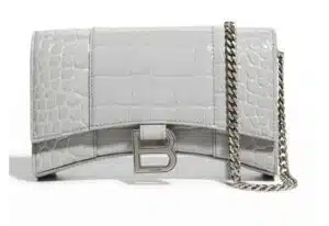 Balenciaga Hourglass Croc-Embossed Wallet Crossbody Bag