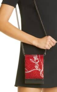 Paloma Logo Crystal Embellished Leather Phone Crossbody Bag