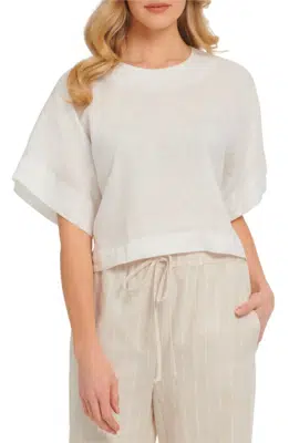 Drop Shoulder Boxy Linen Top