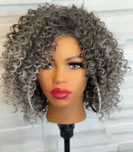 Mixed Grey Dark Root Spiral Wig