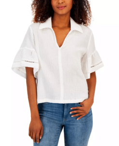 Prime Women Recommends Ruffled Sleeve Popover Top