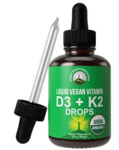USDA Organic Vegan Liquid Vitamin D3 with K2 Drops by Peak Performance