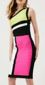 Asymmetric Color Block Bandage Dress