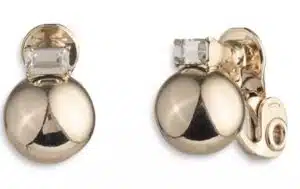 Baguette Polished Ball Stud Clip On Earrings