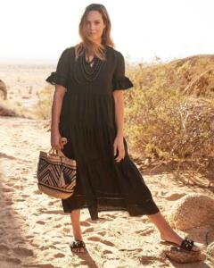 Chicos Tiered Linen Sun Dress