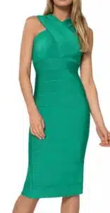 Draped Cross Neck Midi Dress