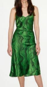 Green Izabella Satin Midi Slip Dress