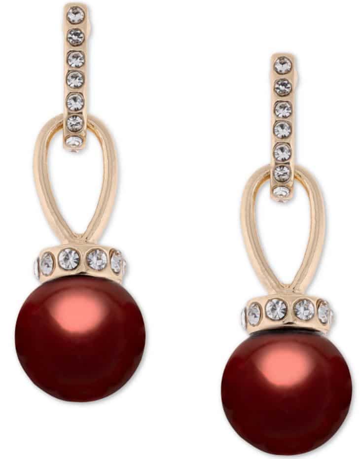 Imitation Pearl and Pavé Drop Earrings