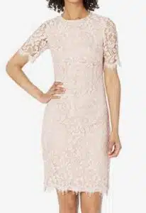 Lace Jewel Neck Elbow Sleeve Bodycon Open Back Dress