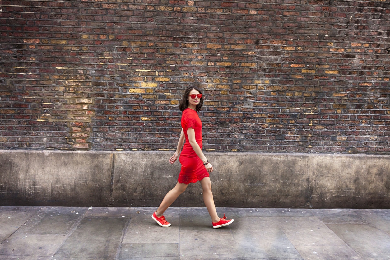 Woman wearing all red