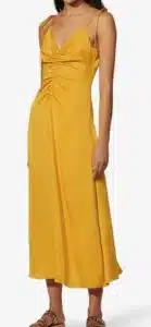 Praline ruched woven slip midi dress