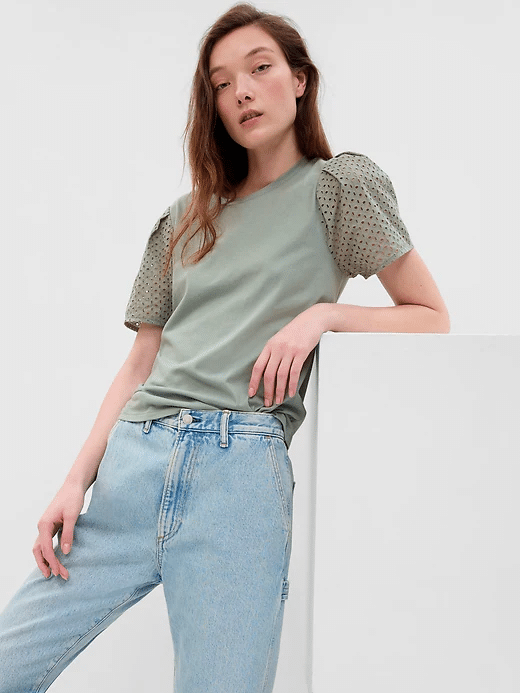 Prime Women Recommends Vintage Eyelet Puff Sleeve T