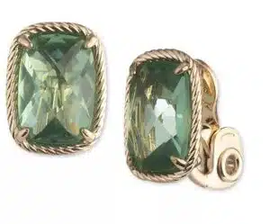Rope-Edge Color Crystal Clip-On Button Earrings