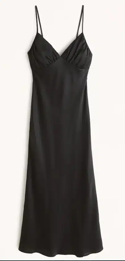 Ruched Satin Slip Midi Dress