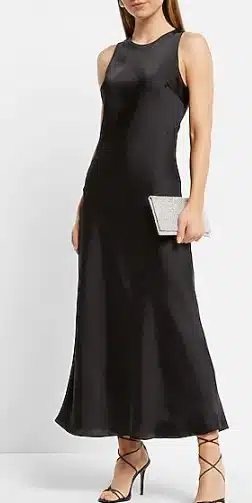 Satin High Neck Slip Midi Dress