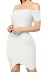 Split Hem Off Shoulder Bodycon Bandage Dress