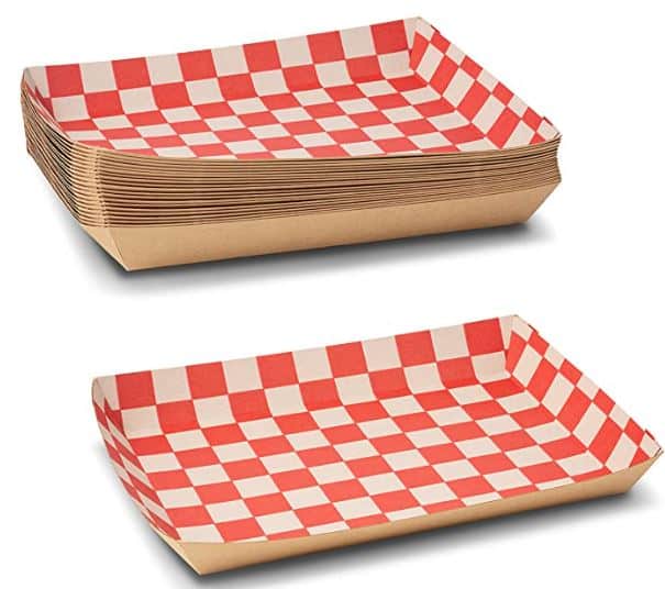 Whimsical Red and White Kraft Checkerboard Lunch or Cafeteria Food Tray Size