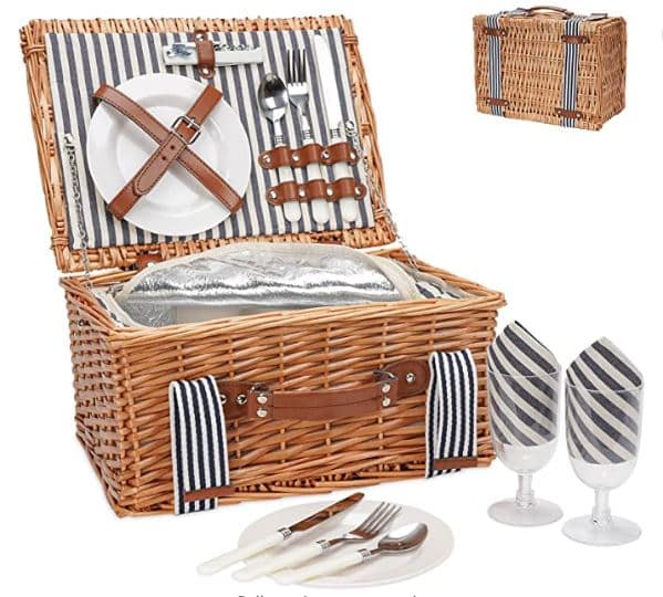Wicker Picnic Basket Set for 2 Persons