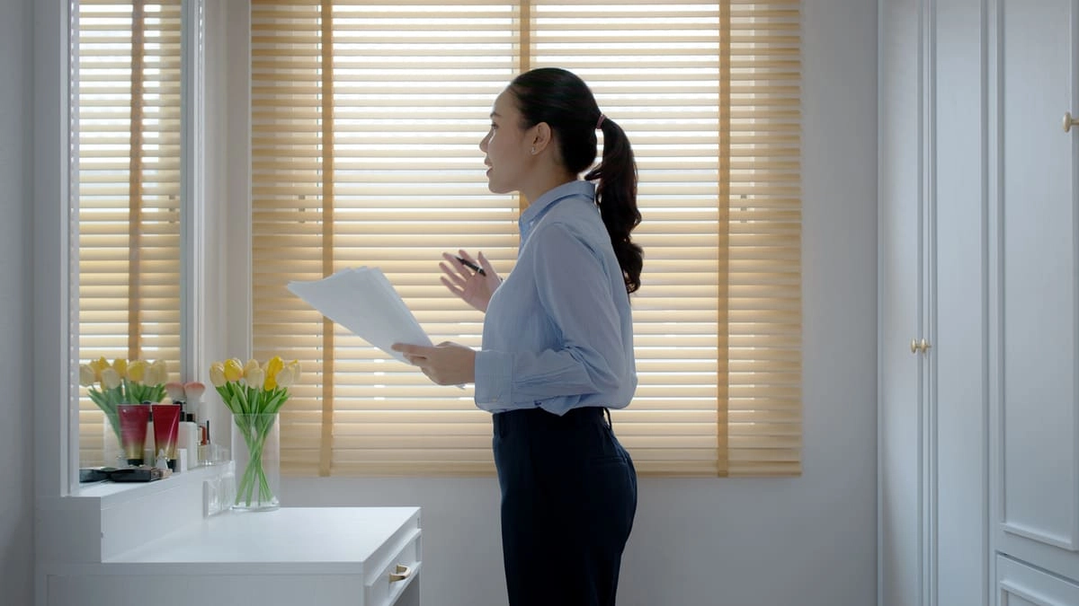Woman practicing her speech