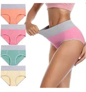 wirarpa Women's Cotton Underwear High Waist Stretch Briefs 