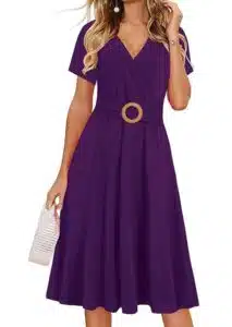 Elegant Criss-Cross V Neck Vintage Dress
