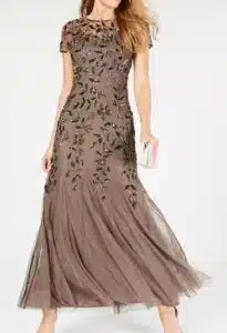 Floral-Design Embellished Gown
