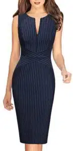 Front Zipper Slim Work Dress