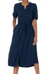 Half-Sleeve Waisted Midi A-Line Dress