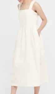 Linen-Blend Shirred Sleeveless Dress