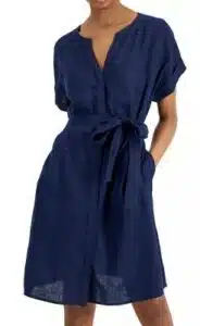 Linen Split-Neck Dress