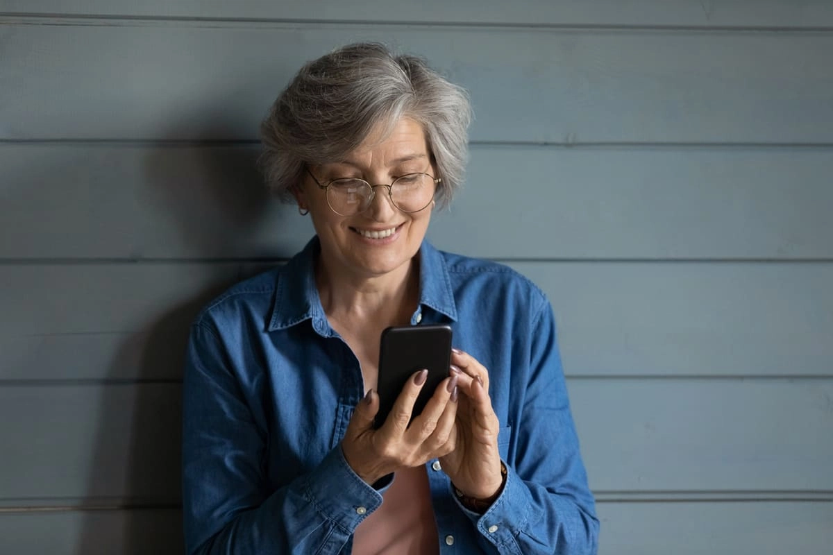 Mom looking at phone