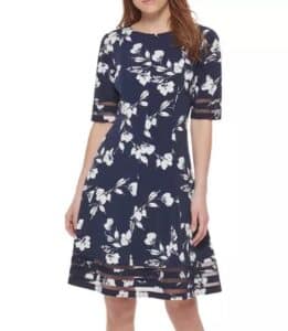 Petite Mesh-Trimmed Dress