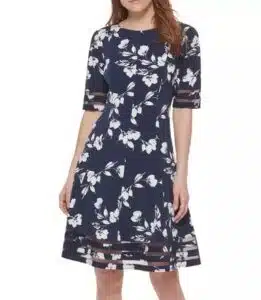Petite Mesh-Trimmed Dress