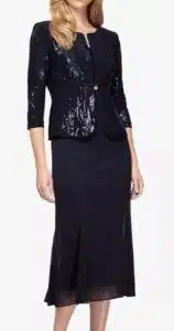Sequined A-Line Midi Dress and Jacket