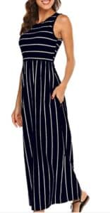 Sleeveless Striped Flowy Casual Long Maxi Dress