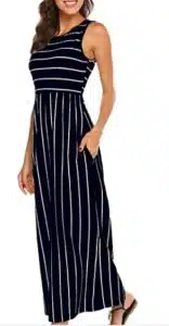 Sleeveless Striped Flowy Casual Long Maxi Dress
