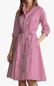 Stripe Long Sleeve Cotton Shirtdress